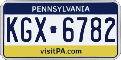 PA license plate KGX6782