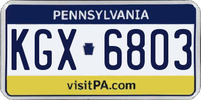 PA license plate KGX6803