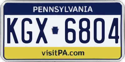 PA license plate KGX6804