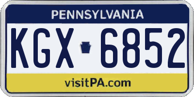 PA license plate KGX6852