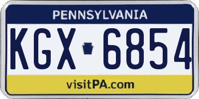 PA license plate KGX6854