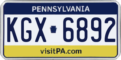 PA license plate KGX6892