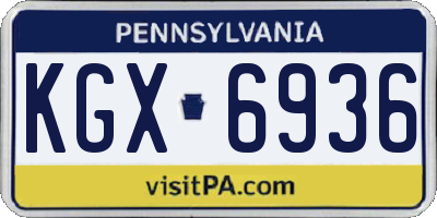 PA license plate KGX6936