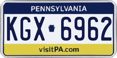PA license plate KGX6962