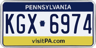 PA license plate KGX6974