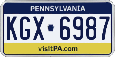 PA license plate KGX6987
