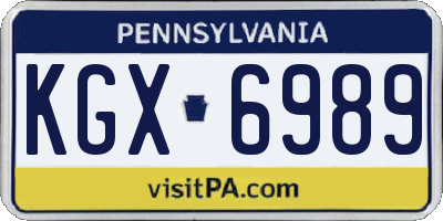 PA license plate KGX6989