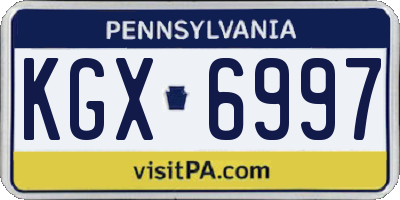 PA license plate KGX6997