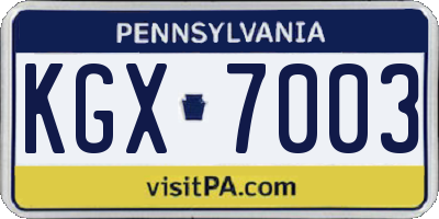 PA license plate KGX7003
