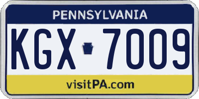 PA license plate KGX7009