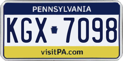 PA license plate KGX7098