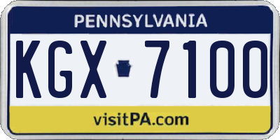 PA license plate KGX7100