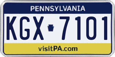 PA license plate KGX7101