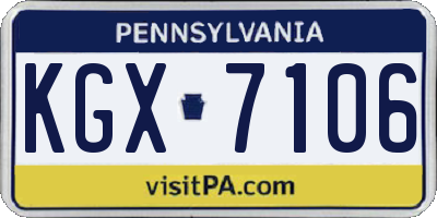 PA license plate KGX7106