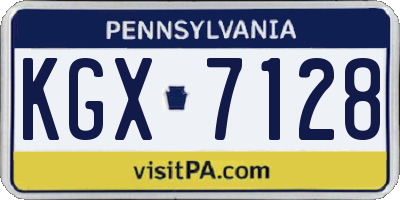 PA license plate KGX7128