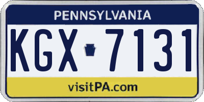 PA license plate KGX7131