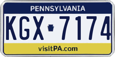 PA license plate KGX7174