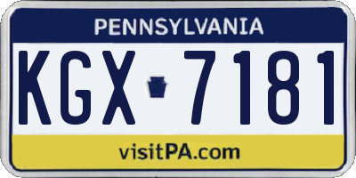 PA license plate KGX7181