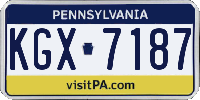 PA license plate KGX7187