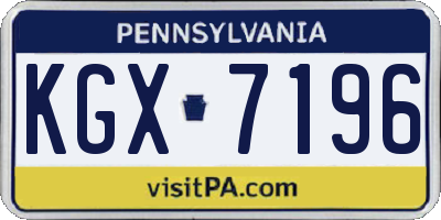 PA license plate KGX7196