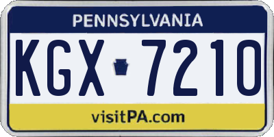 PA license plate KGX7210