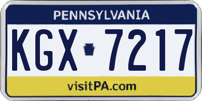 PA license plate KGX7217