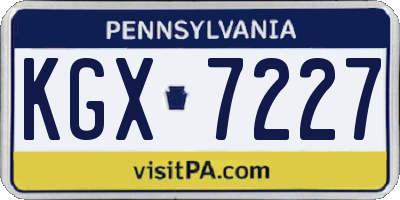 PA license plate KGX7227