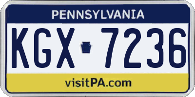 PA license plate KGX7236