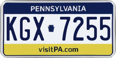 PA license plate KGX7255