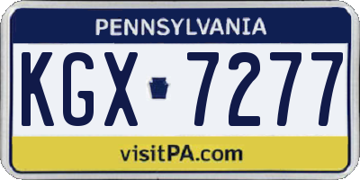 PA license plate KGX7277