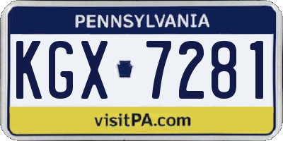 PA license plate KGX7281