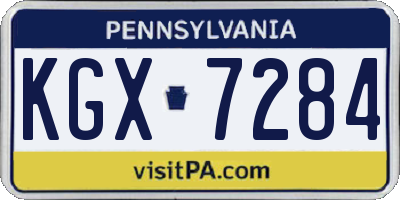 PA license plate KGX7284