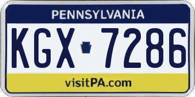 PA license plate KGX7286