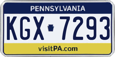PA license plate KGX7293