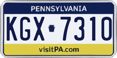 PA license plate KGX7310