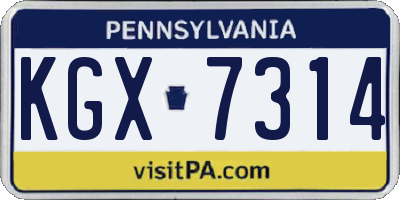 PA license plate KGX7314