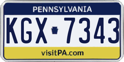PA license plate KGX7343