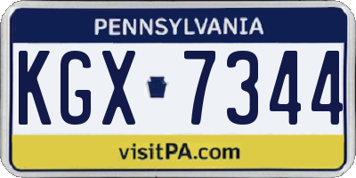 PA license plate KGX7344