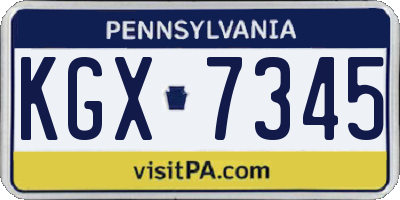 PA license plate KGX7345