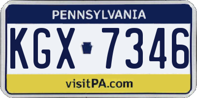 PA license plate KGX7346