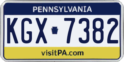 PA license plate KGX7382