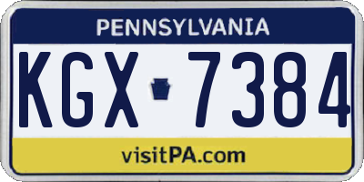PA license plate KGX7384