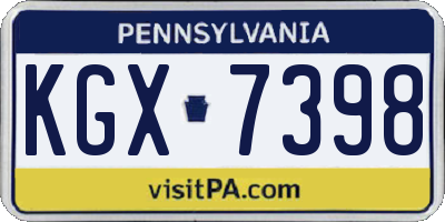 PA license plate KGX7398