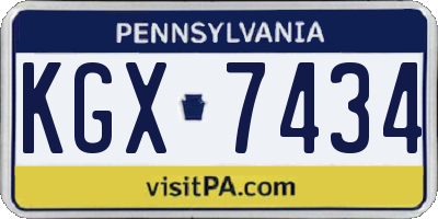 PA license plate KGX7434