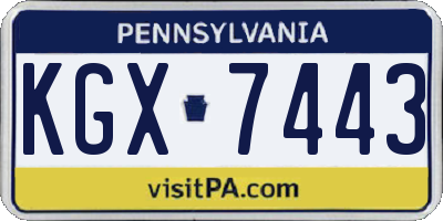 PA license plate KGX7443