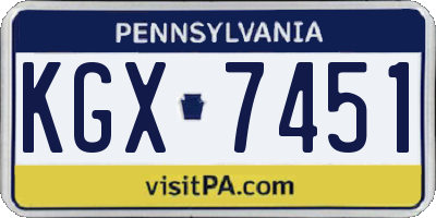 PA license plate KGX7451