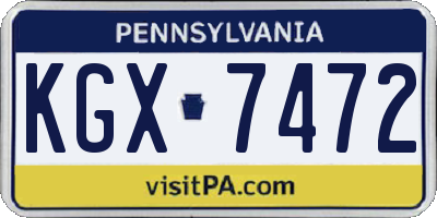 PA license plate KGX7472