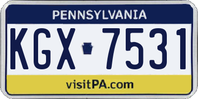 PA license plate KGX7531
