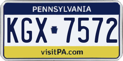 PA license plate KGX7572