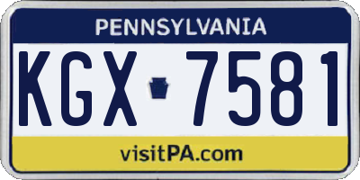 PA license plate KGX7581